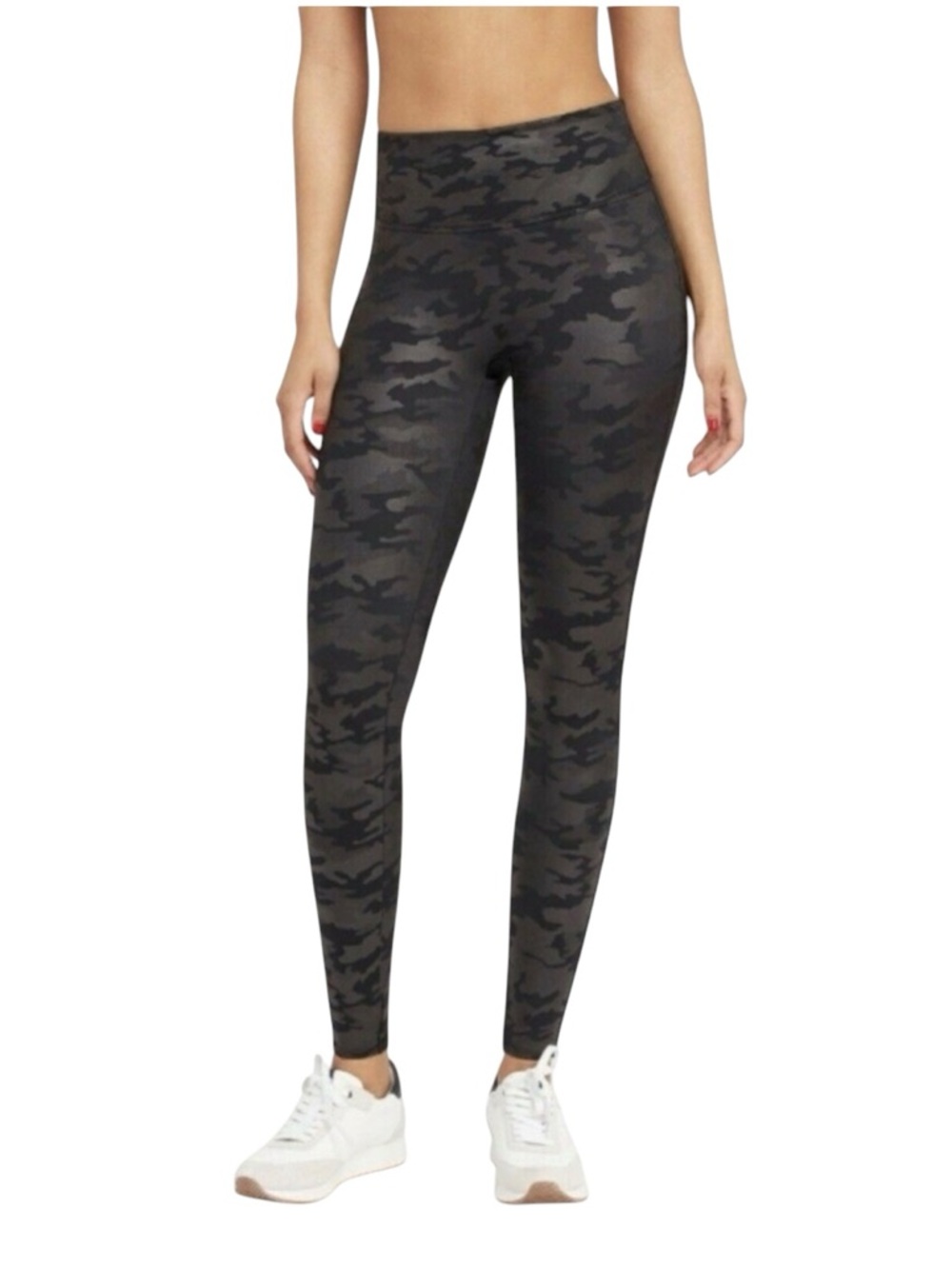 Spanx Faux Leather Camo Legging 20185R Matte Black Camo Large